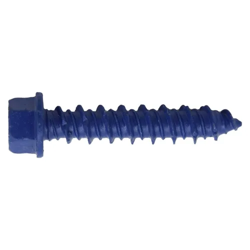 Vista 6 de Tornillos de anclaje de hormigón azul de 1/4 pulgadas x 1-1/4 pulgadas, acero al carbono endurecido, para interior y exterior, tornillos resistentes