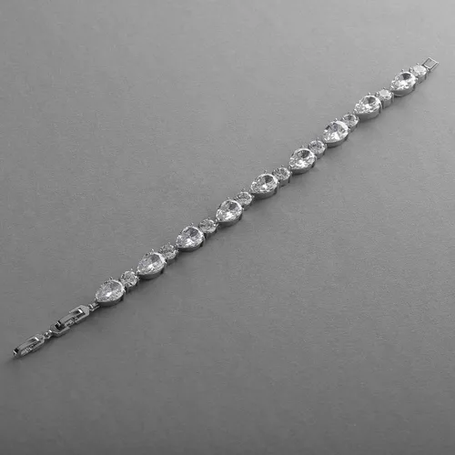 Vista 6 de Mariell Pulsera nupcial CZ, pulsera de tenis CZ para novias, circonita cúbica nupcial y joyería de boda, Metal Gema, Circonita cúbica