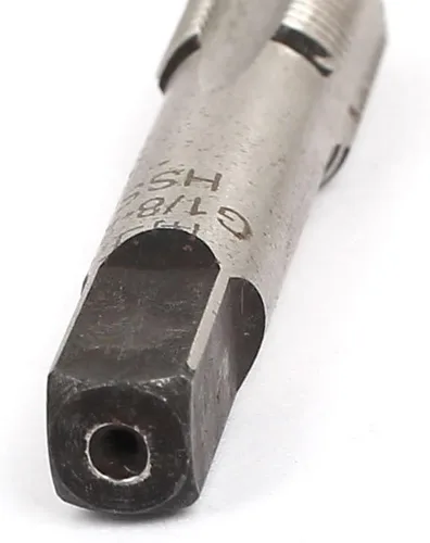 Vista 2 de uxcell G1/8-28 BSP 55 grados 4 flautas de acero de alta velocidad HSS Pipe Thread Tap 0.394x2.087 in
