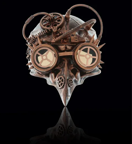 Vista 7 de Steampunk Bird Beak Half Mask Robot Goggle Costume - Bronce
