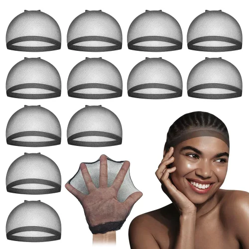 Vista 10 de Dreamlover Gorros de Peluca de Media Beige para Mujeres, 12 Piezas