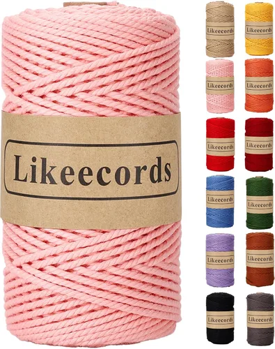 Vista 36 de Likeecords Cordón de algodón para macramé de 3mm x 100 metros, hilo torcido de 3 hebras, cuerda de macramé, hilo de algodón para macramé, cuerda