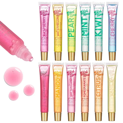 Vista 9 de EXPRESSIONS Juego de 12 aceites labiales – Paquete de valor de aceites labiales saborizados, aceites labiales hidratantes con aplicación de tubo