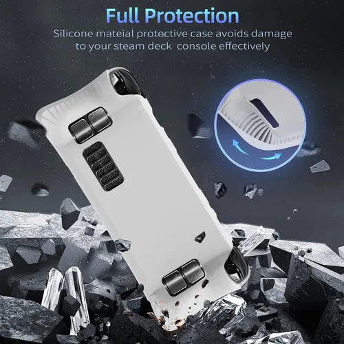 Vista 2 de OFFCURVE Case for Steam Deck, Silicone Cover Case with Screen Protector & 2 Pairs Thumb Grips for Vavle Steam Deck Skin Shock-Absorption, Non-Slip