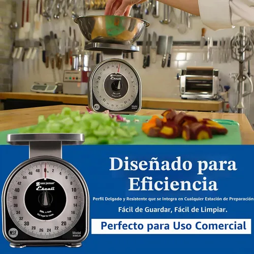 Vista 3 de San Jamar Escali - Báscula analógica para alimentos, SCMDL50, báscula mecánica de alimentos para cocinas y restaurantes, esfera de fácil lectura