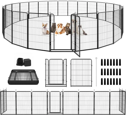 Vista 10 de Kfvigoho Corralito para perros para exteriores, extra ancho, 12 paneles de valla resistente para perros, 32 pulgadas de altura, antioxidante