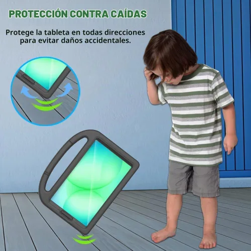 Vista 4 de Funda infantil para Samsung Galaxy Tab A11 /A9 de 8.7 pulgadas versión 2025/2023, ligera, a prueba de golpes, apta para niños, con protector