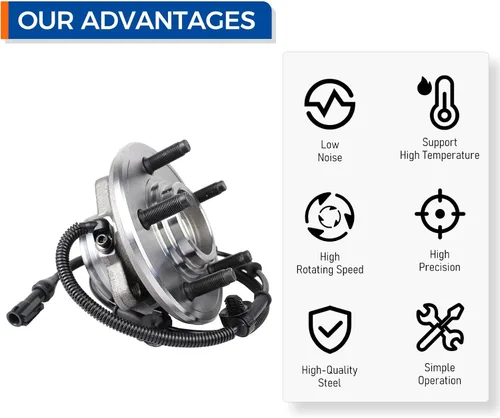 Vista 6 de MACEL 515050 Conjunto de rodamiento de cubo de rueda delantera compatible con Ford Explorer 2002-2005, Lincoln Aviator 2003-2005, Mercury