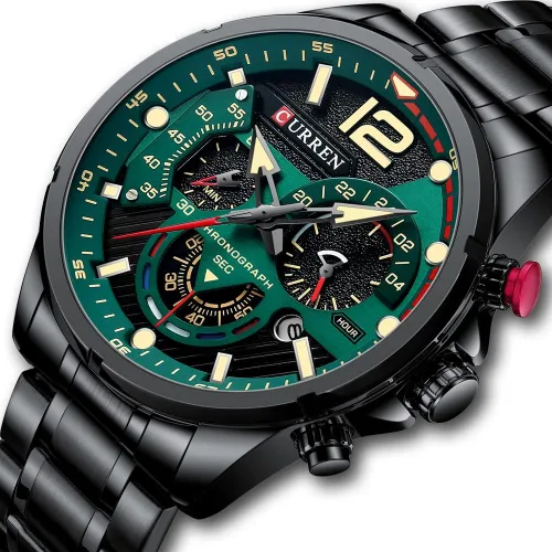 Vista 2 de Reloj para hombre cronógrafo moda militar multifunción impermeable cuarzo reloj de acero inoxidable azul