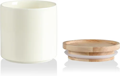 Vista 65 de Recipientes de cocina Sweejar, tarro de almacenamiento de cerámica para alimentos, recipientes apilables con tapa hermética de madera para servir