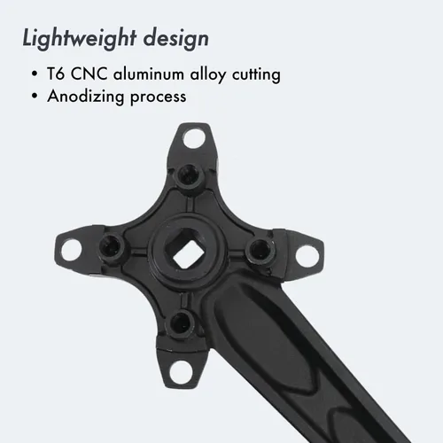 Vista 5 de DJC MTB - Juego de bielas cuadrado con agujero cónico 104BCD con plato 32 34 36 38T 6.693 in 6.890 in Bielas aluminio negro rojo