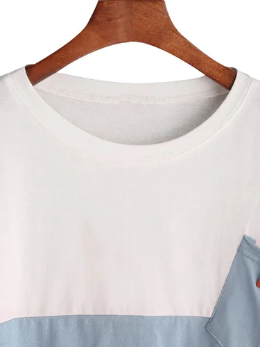 Vista 4 de SweatyRocks - Camiseta holgada informal de media manga con bloque de color para mujer