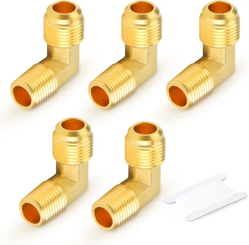 Vista 25 de GASHER Adaptador de codo de montaje de tubo de latón de 1/2 pulgada flare x 1/2 pulgada NPT macho Pipe
