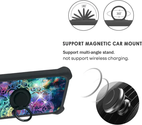 Vista 4 de Aroepurt Funda para Huawei Mate 20 PRO compatible con Huawei Mate 20 PRO con protector de pantalla de vidrio templado, PC + TPU 2 en 1, soporte