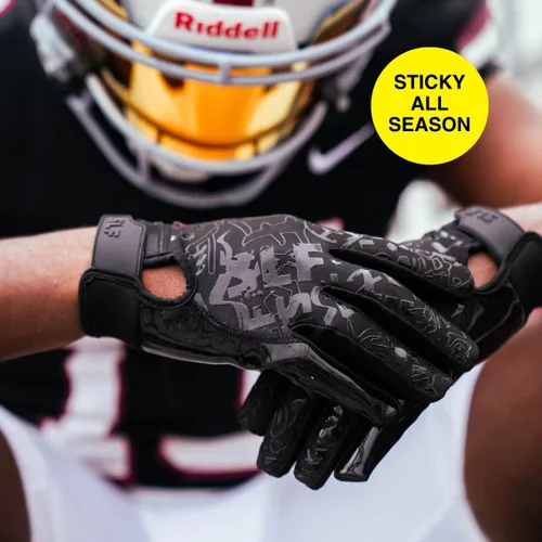 Vista 2 de SLEEFS Guantes de fútbol americano juvenil para niños y niñas, guantes pegajosos de receptor para fútbol americano con bandera para jóvenes, hombres