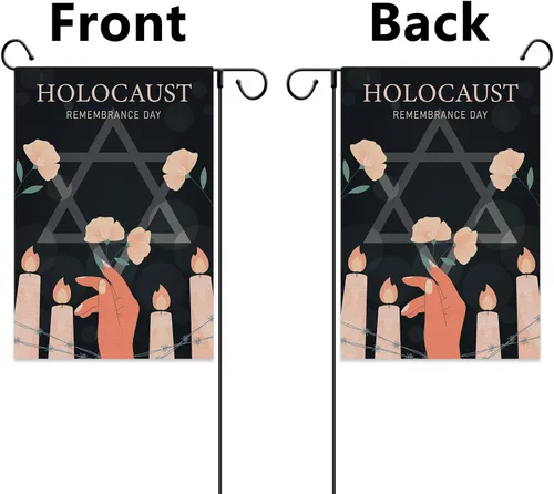 Vista 3 de Nepnuser Bandera de jardín del holocausto judíos de lino, Israel, judío, Shoah, Día del Recuerdo, para interiores y exteriores, decoración de patio