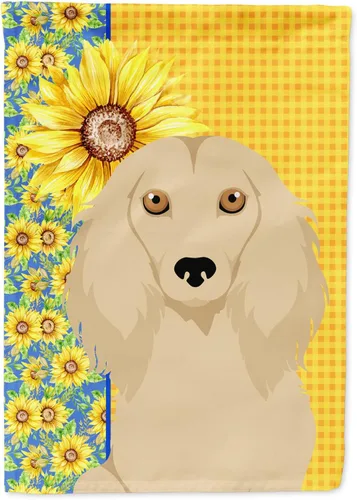 Vista 75 de Caroline's Treasures WDK5313GF Bandera de jardín con diseño de girasoles de verano, color negro y tostado, Airedale Terrier para buzón, bandera