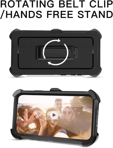 Vista 3 de AICase para iPhone 13/iPhone 14 con funda con clip para cinturón, protector de pantalla, funda protectora resistente de grado militar, protección