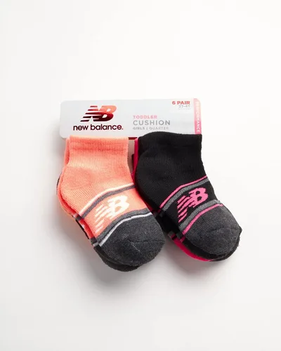 Vista 2 de New Balance Calcetines de bebé para niña, paquete de 6 calcetines de corte de cuarto (bebéniño)