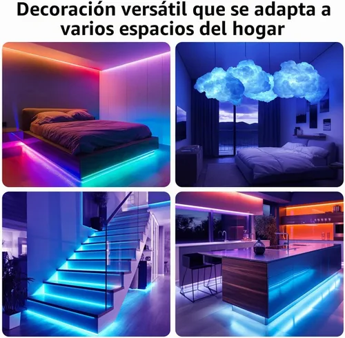 Vista 7 de DAYBETTER - Tiras de luces LED de 110 pies, tiras de iluminación inteligentes con control remoto de aplicación, luces RGB que cambian