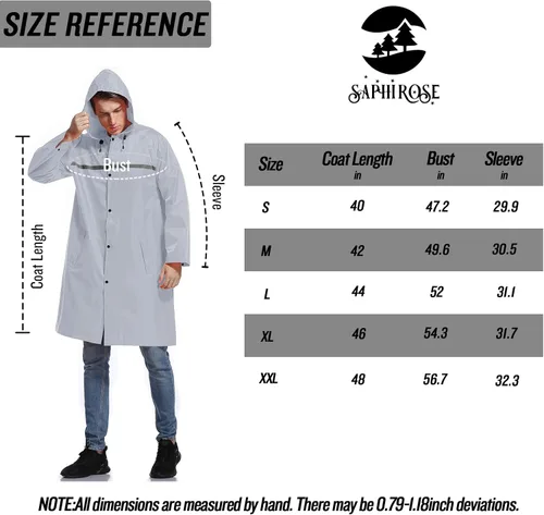 Vista 6 de Chaqueta de lluvia de seguridad larga con capucha para hombre, impermeable, poncho de emergencia