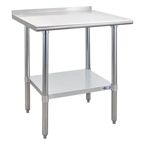 Vista 8 de Profeeshaw mesa de trabajo, de uso comercial, de acero inoxidable NSF con protector contra salpicaduras y estante inferior, para cocina, restaurante