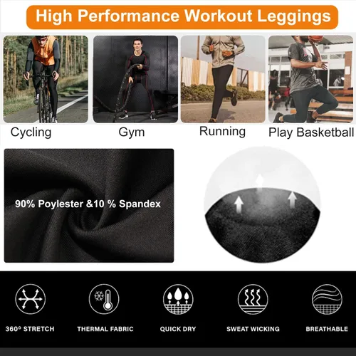 Vista 7 de Pantalones de compresión para hombre, mallas con bolsillos, para deportes de secado fresco, mallas atléticas para baloncesto y correr