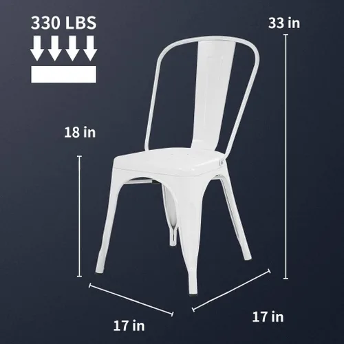 Vista 3 de FDW Sillas de comedor de metal, sillas de metal, silla de patio, altura del asiento, silla de comedor, cocina, sillas de restaurante Tolix, silla