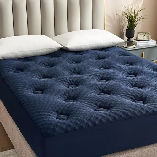 Vista 19 de Hansleep - Cubrecolchón de espuma viscoelástica tamaño individual Viscose Derived from Bamboo, Twin Size Mattress Pad Cover for Back Pain Relief