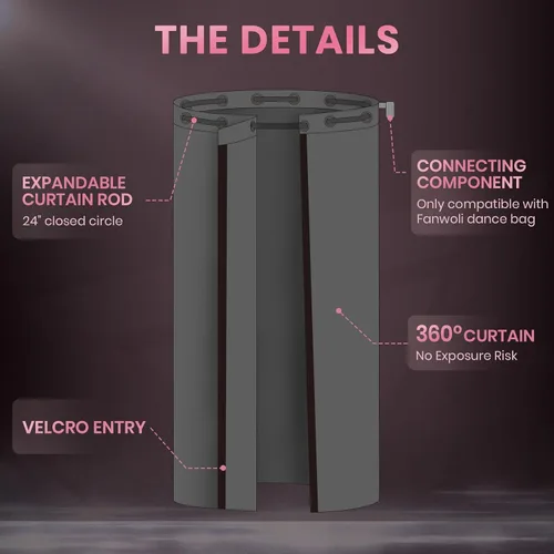 Vista 4 de Fanwoli Bolsa de baile de 23 pulgadas con perchero y cortina Protección de privacidad integral de 360° Sin riesgo de exposición