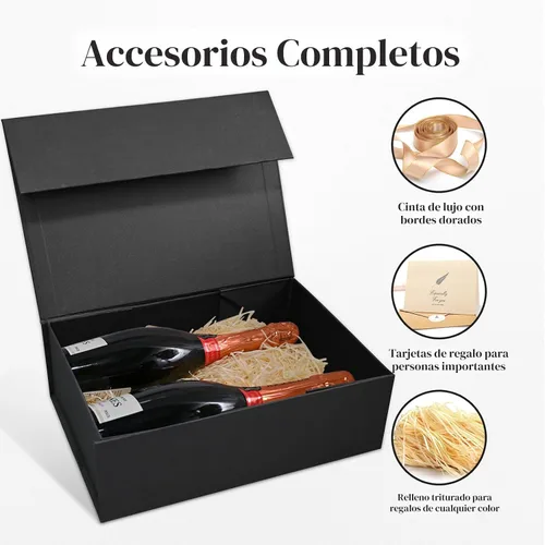 Vista 2 de LIFELUM Caja de regalo de 13.5 x 10 x 4 pulgadas, caja de regalo grande con tapas magnéticas, cajas de regalo negras para regalos de graduación