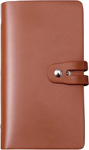 Vista 20 de Soporte para tarjetas de crédito RFID, organizador de tarjetas de visita de cuero con 96 ranuras para tarjetas, protector de tarjetas de crédito