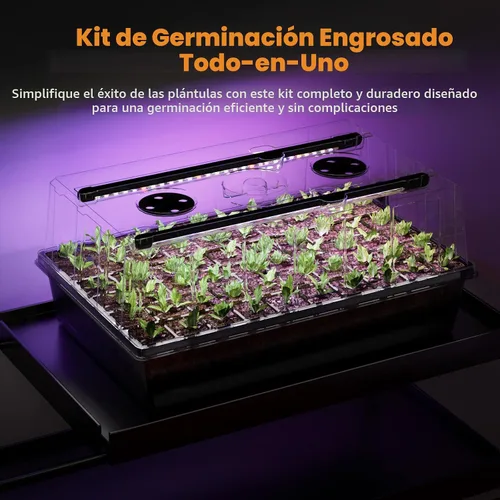 Vista 7 de Patigrow Bandeja de inicio de semillas de riego automático de 60 celdas con luz de crecimiento, kit de inicio de semillas con cúpula de humedad