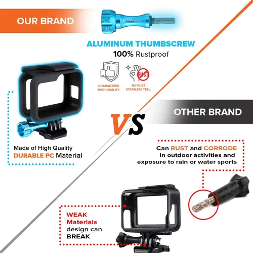 Vista 2 de Carcasa con marco para GoPro Hero 8, color negro. Kit de accesorios de montaje de jaula protectora con tornillo de aluminio y hebilla extraíble