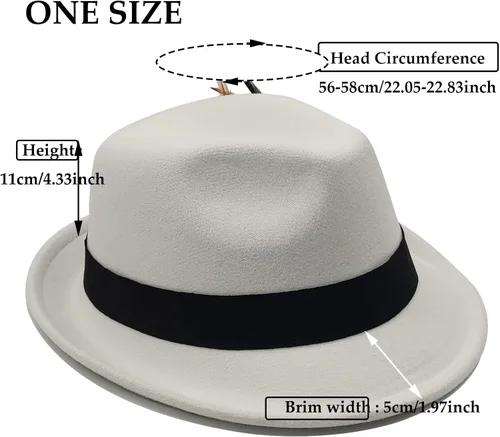 Vista 4 de Sombreros Trilby unisex clásicos para mujeres y hombres, sombreros de vestir de fieltro de ala corta, sombrero de Panamá con banda