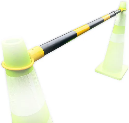 Vista 2 de Barra retráctil de cono de seguridad amarillo/negro Barra de cono de seguridad 2 "OD x 52-80" de longitud
