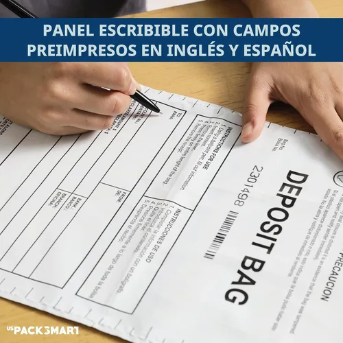 Vista 5 de Bolsas de plástico opacas de 9 x 12 pulgadas Depósitos bancarios seguros, manejo de efectivo o transporte seguro de divisas Códigos de barras