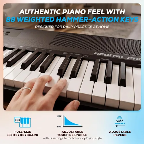 Vista 3 de Alesis Recital Pro - Piano digital de 88 teclas con peso y acción
