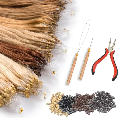 Vista 5 de Juego de herramientas de extensiones de cabello de micro eslabones de 3 piezas para micro anillos nano Mini alicates para el pelo con diseño de 3