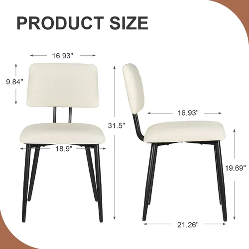 Vista 2 de VECELO Juego de 2 sillas de comedor apilables de piel sintética copetuda Beige