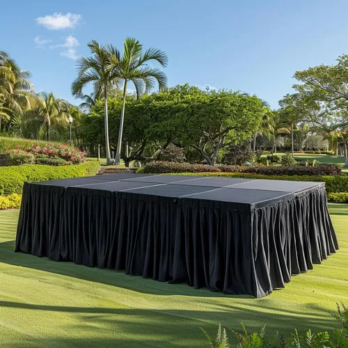 Vista 18 de Efavormart - Cubierta de escenario plegable de poliéster para plataforma de boda, color negro, 16 pulgadas x 10 pies