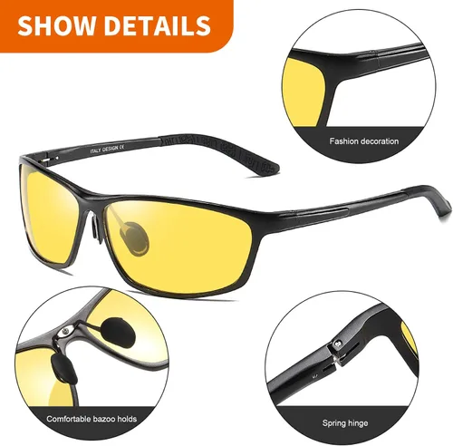 Vista 4 de DUCO Gafas de visión nocturna polarizadas para conducción nocturna para hombre