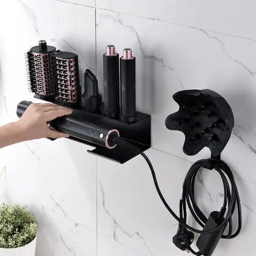 Vista 8 de Affogato Soporte para secador de pelo compatible con Shark FlexStyle, organizador de montaje en pared para accesorios Shark Flex