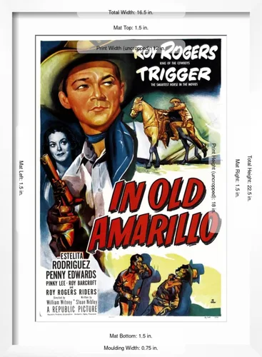 Vista 5 de ART Wall Art Print IN OLD AMARILLO, US poster, from left: Estelita Rodriguez, Roy Rogers, 1951 on White Frame, 16" x 22