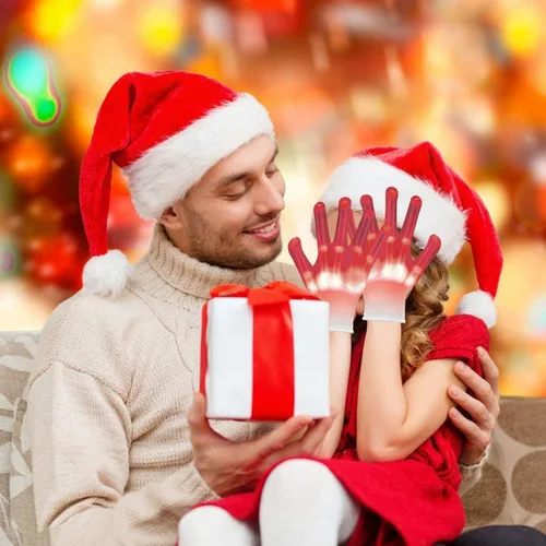 Vista 5 de Cool Toys - Guantes de regalo LED rojos, guantes de luz intermitente rave, juguetes para niños y niñas de 3 a 8 años, regalos para Halloween