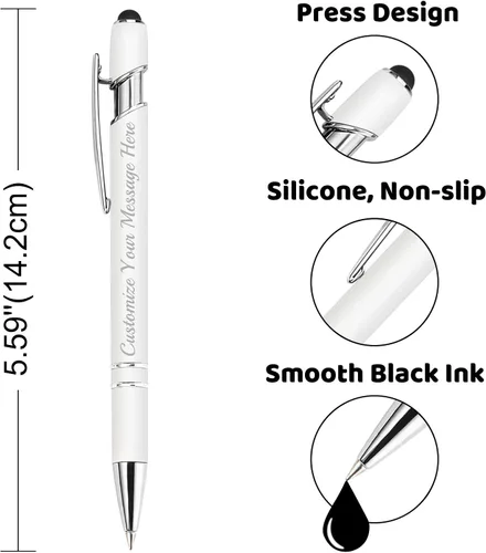 Vista 4 de 24 bolígrafos personalizados con lápiz, bolígrafos de grabado personalizado, impresos con tu logotipo o mensaje para Navidad, graduación