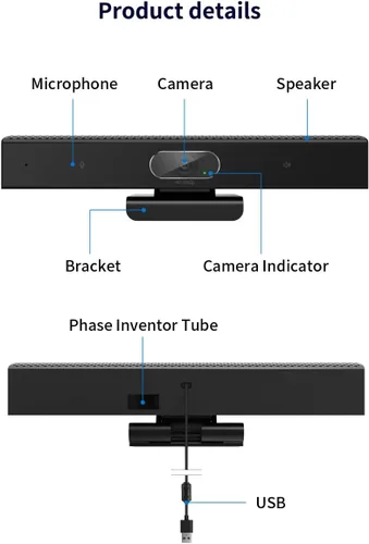 Vista 8 de Cámara de sala de conferencias, 3 en 1, cámara web Full HD de 1080p con micrófono y altavoz, USB Plug and Play, cámara de videoconferencia de gran