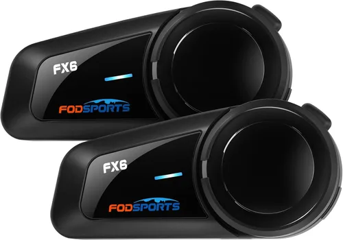 Vista 10 de Fodsports FX6 - Auriculares Bluetooth para motocicleta, intercomunicador Bluetooth para grupo de 6 motociclistas, sistemas de comunicación