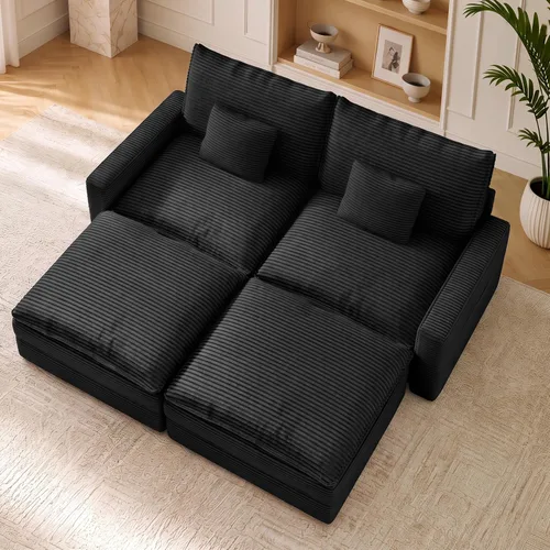 Vista 46 de Sofá seccional modular de 107", sofá de nube en forma de L con otomana Negro