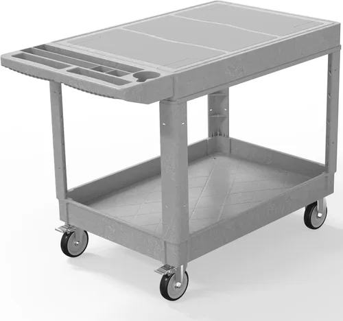 Vista 10 de Carrito utilitario con ruedas, carrito de servicio rodante de capacidad de 1000 libras, carros de trabajo de 34 x 17 pulgadas, carrito